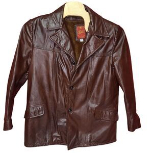 Vintage Men's Genuine Leather Jacket With Fur Lining Size 46 1970s